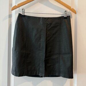 Free People Dark Green Black Vegan Leather Mini Skirt
